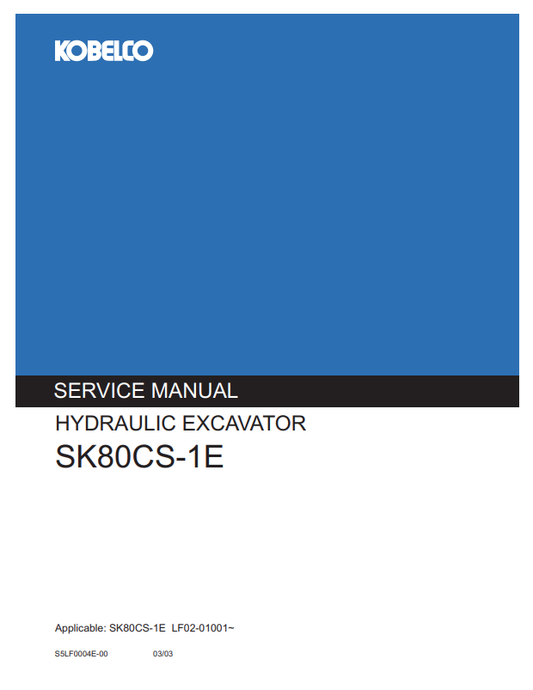 KOBELCO SK80CS-1E HYDRAULIC EXCAVATOR SERVICE MANUAL PDF