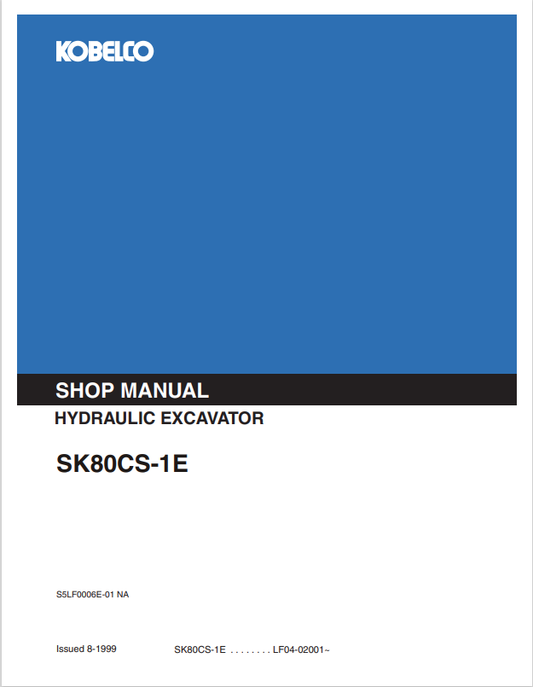 KOBELCO SK80CS-1E HYDRAULIC EXCAVATOR SHOP MANUAL PDF