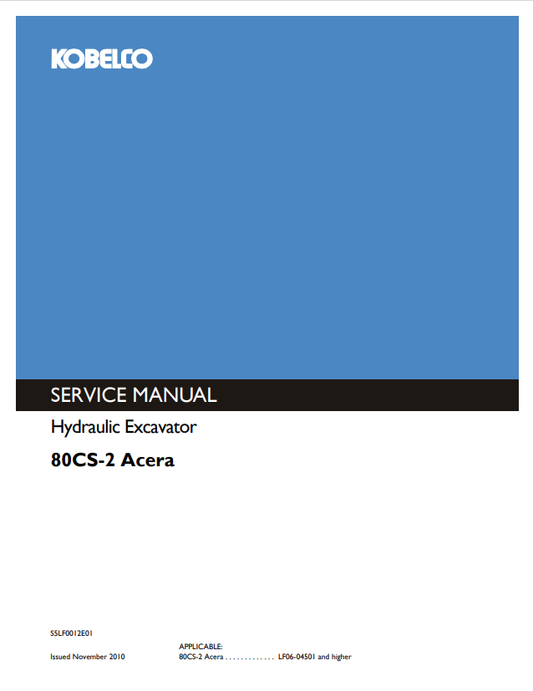 KOBELCO SK80CS-2 ACERA HYDRAULIC EXCAVATOR SERVICE MANUAL PDF