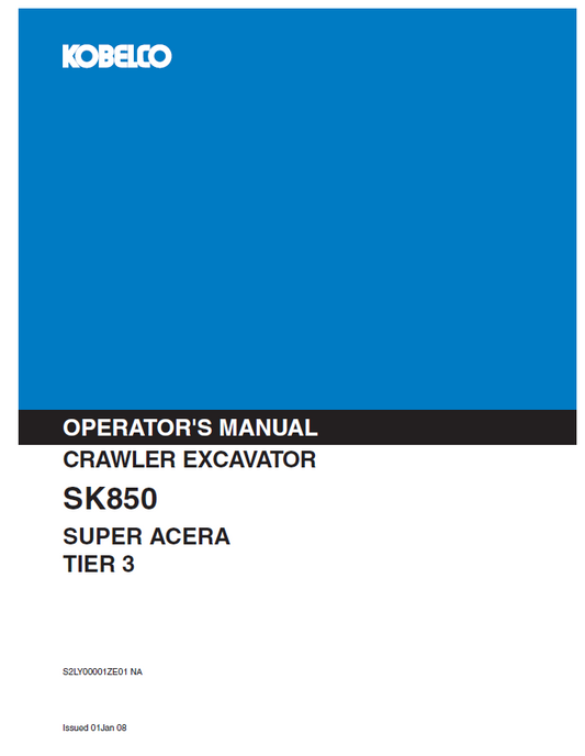 Kobelco Machine Crawler Excavator 215sr Acera Tier 3 Operator Manual PDF
