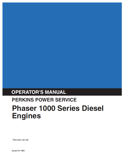 Kobelco Machine Diesel Engines Perkins Power Service Phaser 1000 Series Operator Manual PDF