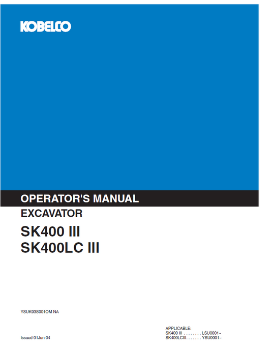 Kobelco Machine Excavator SK235SR-1E SK235SRNLC-1E Operator Manual PDF