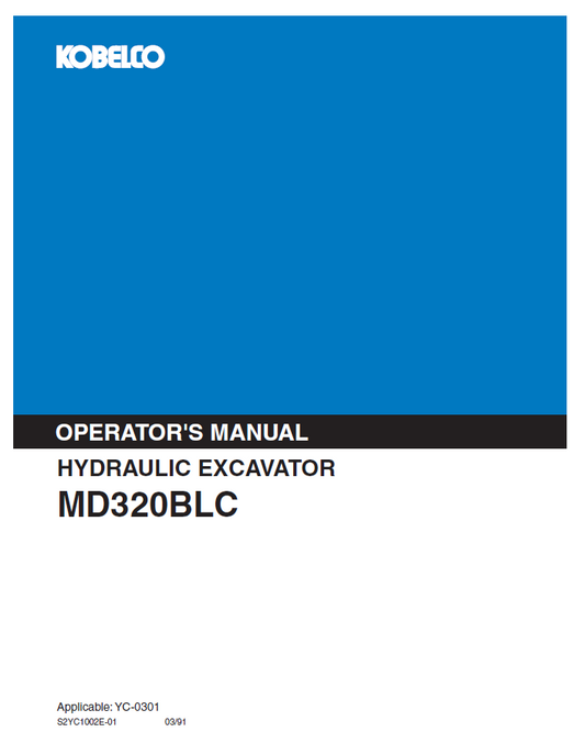 Kobelco Machine Hydraulic Excavator MD320BLC Operator Manual PDF