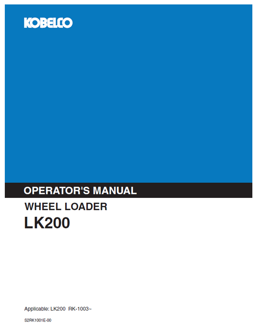 Kobelco Machine Wheel Loader LK200 Operator Manual PDF