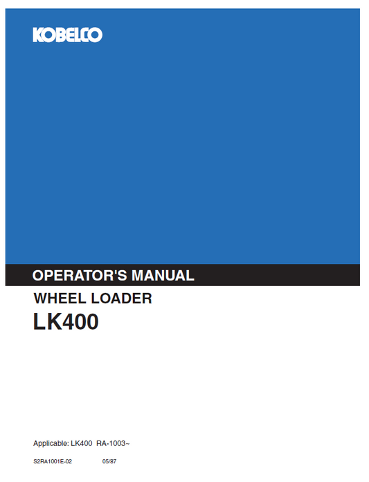 Kobelco Machine Wheel Loader LK400 (II) Operator Manual PDF