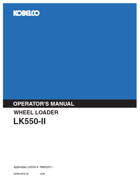 Kobelco Machine Wheel Loader LK550-II Operator Manual PDF