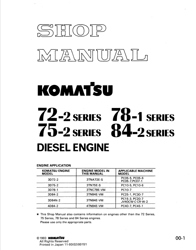 Komatsu 3D75-2 (JPN) Engine Shop Manual - PDF File
