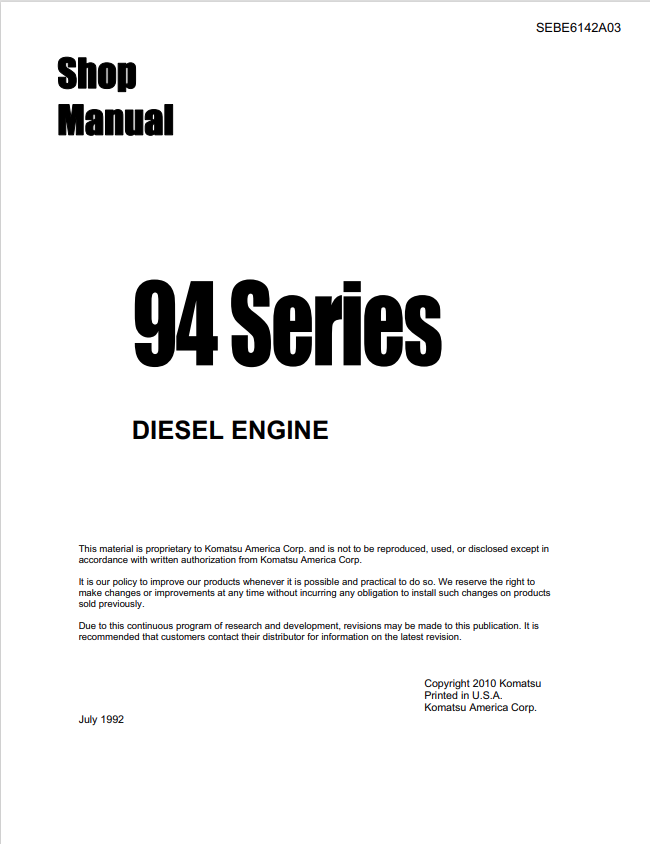 Komatsu 4D94-2N Operation And Maintenance Manual S/N 12336-UP - PDF File