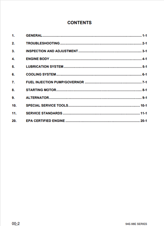 Komatsu 4D94E 94E 98E Engine Shop Manual SEBM013001 PDF
