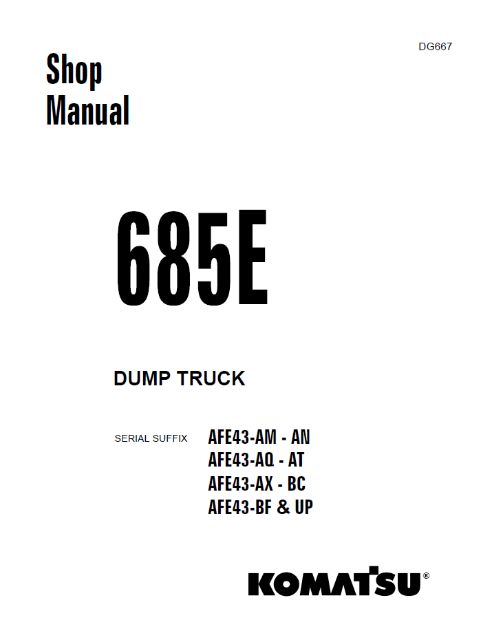 Komatsu 658E Dump Truck Shop Manual – DG667

