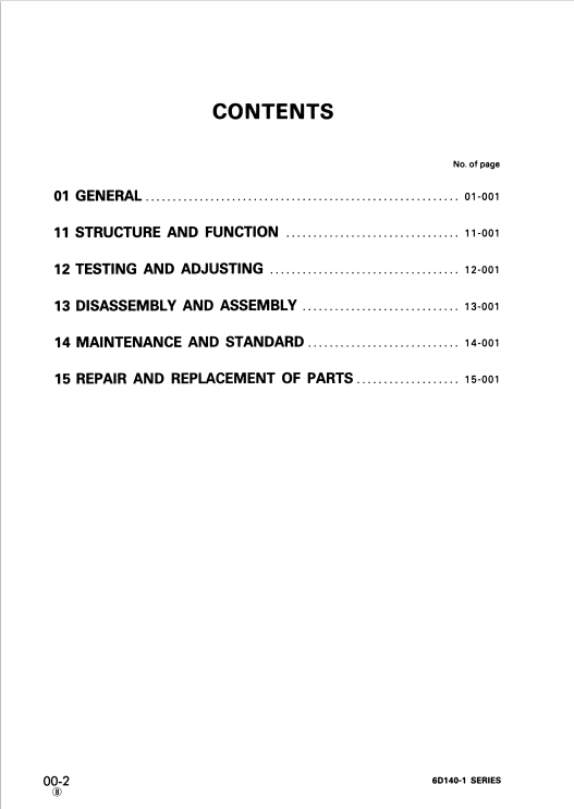 Komatsu 6D140-1 Series Diesel Engine Shop Manual SEBE62120112 - PDF File