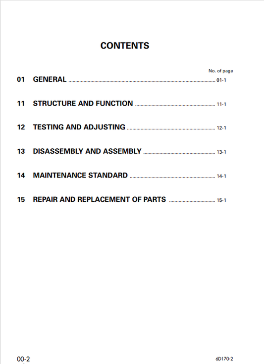 Komatsu 6D170-2 Series Diesel Engine Shop Manual SEBM008107- PDF File