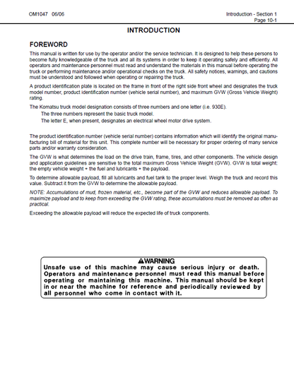 Komatsu 730E Dump Truck PDF Manual CEAM014901D