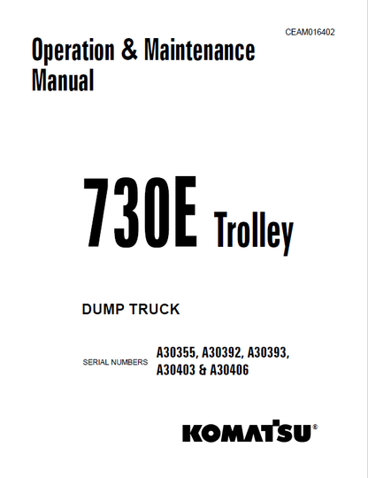 Komatsu 730E Trolley Dump Truck Manual CEAM016402