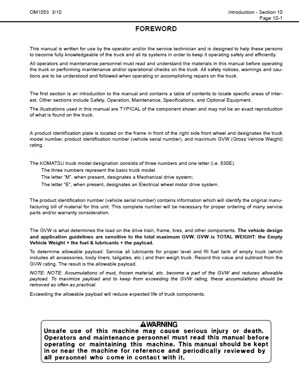 Komatsu 830E3-AC Dump Truck PDF Manual CEAM016303