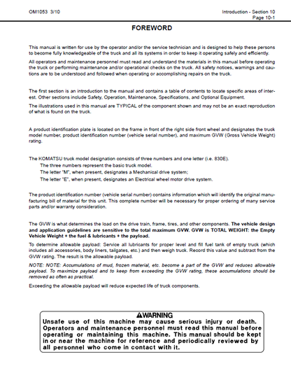 Komatsu 830E3-AC Dump Truck PDF Manual CEAM016303