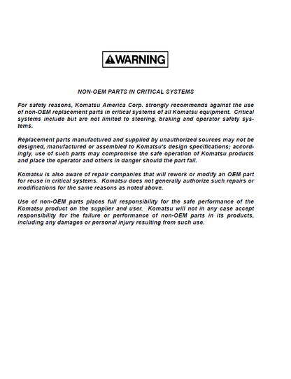Komatsu 830E Heavy Duty Dump Truck Maintenance Manual CEAD016800
