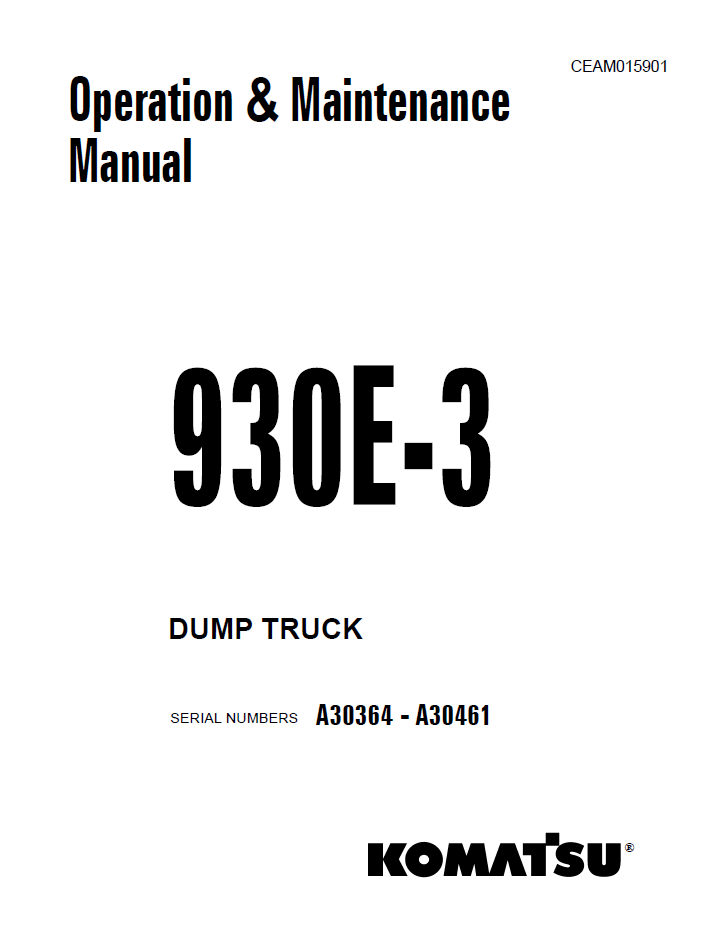 Komatsu 930E-3 Dump Truck Manual CEAM015901D