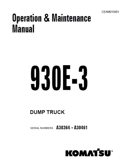 Komatsu 930E-3 Dump Truck Manual CEAM015901D