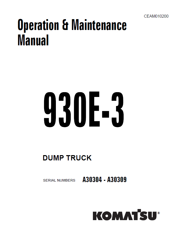 Komatsu 930E-3 Dump Truck Operation and Maintenance Manual CEAD010200