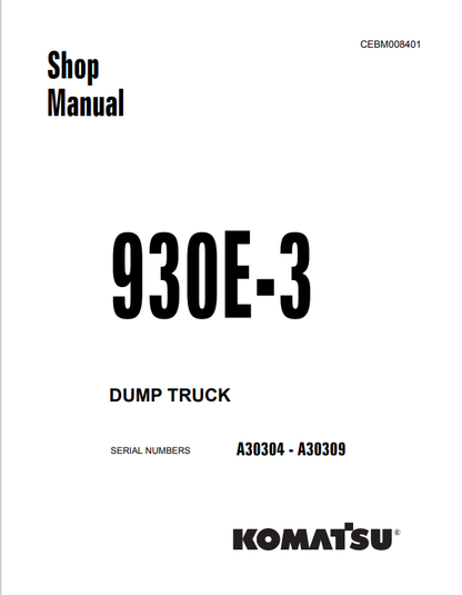 Komatsu 930E-3 Mining Dump Truck Shop Manual CEBM008401 PDF
