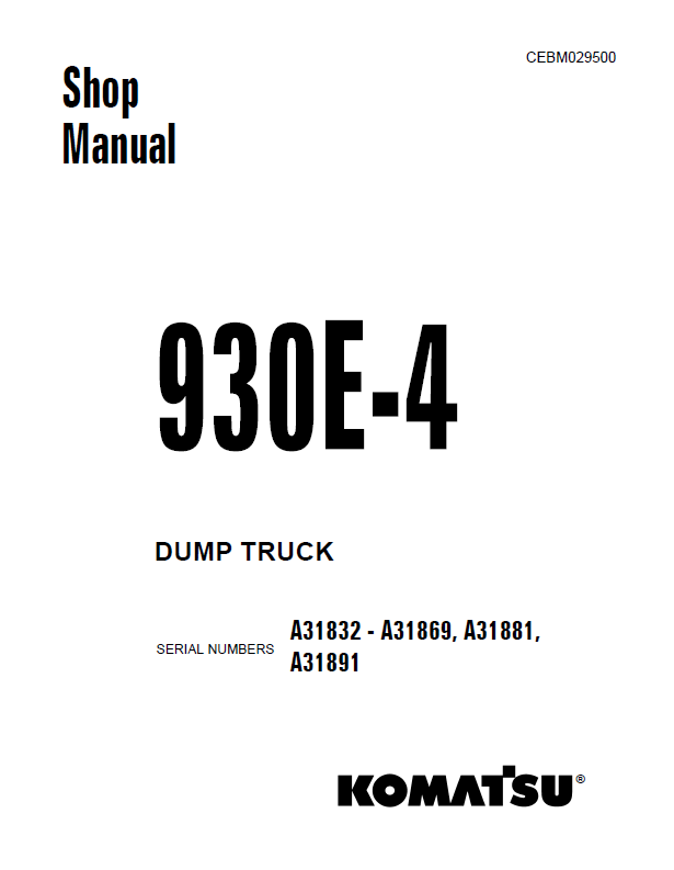 Komatsu 930E-4 Dump Truck Shop Repair Manual PDF CEBM029500