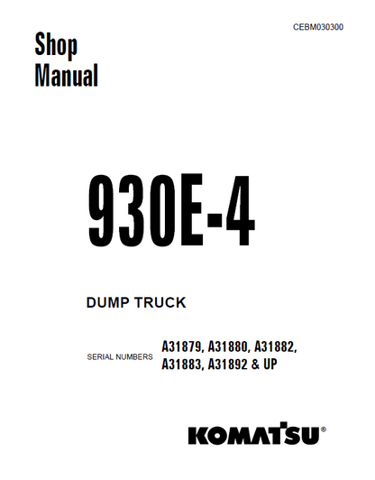 Komatsu 930E-4 Dump Truck Shop Repair Manual PDF CEBM030300