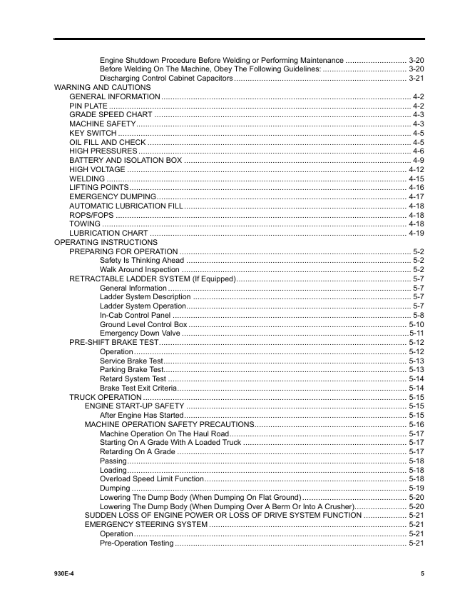 Komatsu 930E-4 Heavy-Duty Haul Truck Technical Operation and Maintenance Manual