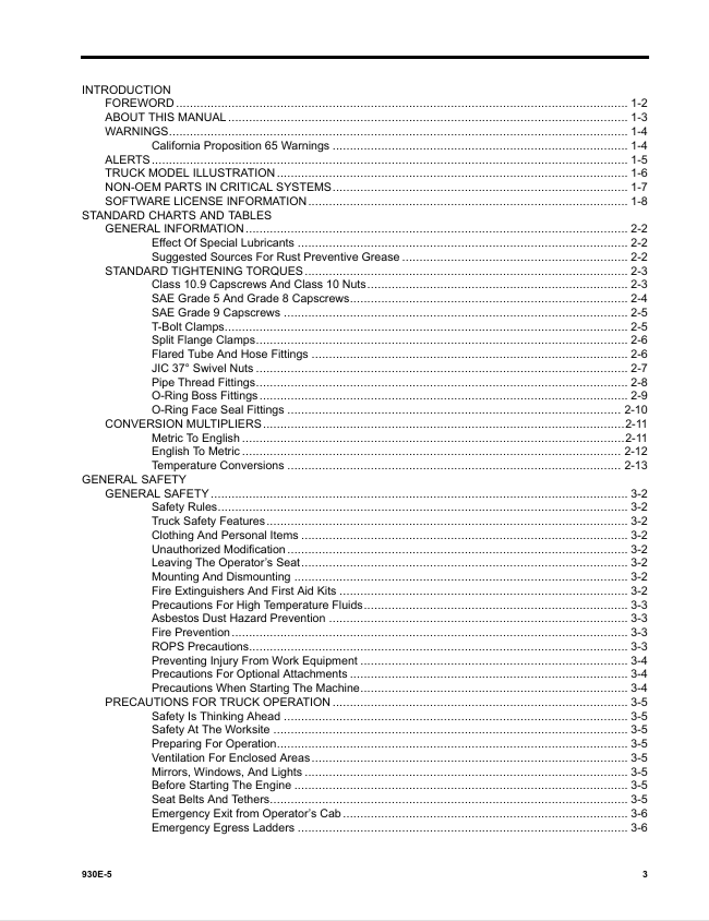 Komatsu 930E-5 Mining Dump Truck Operating and Maintenance Manual
