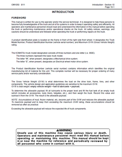 Komatsu 960E-1 Dump Truck PDF Manual CEAM015803
