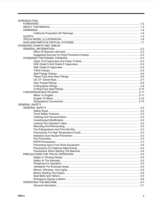 Komatsu 960E-2 Mining Truck Operating Instructions and Maintenance Guide