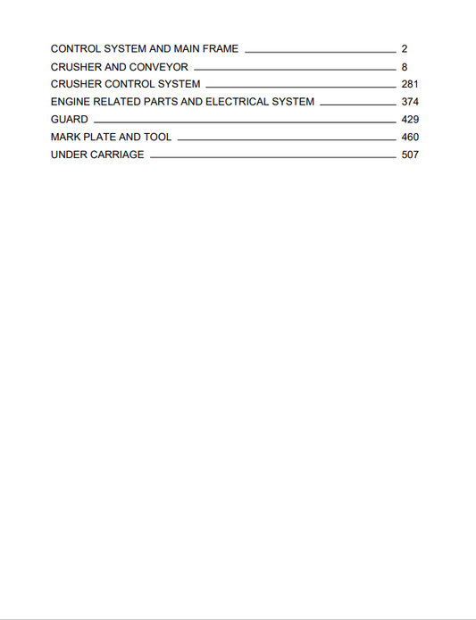 Komatsu BR350JG-1 Mobile Crushers And Recyclers Parts Catalogue SN 1005-UP - PDF File