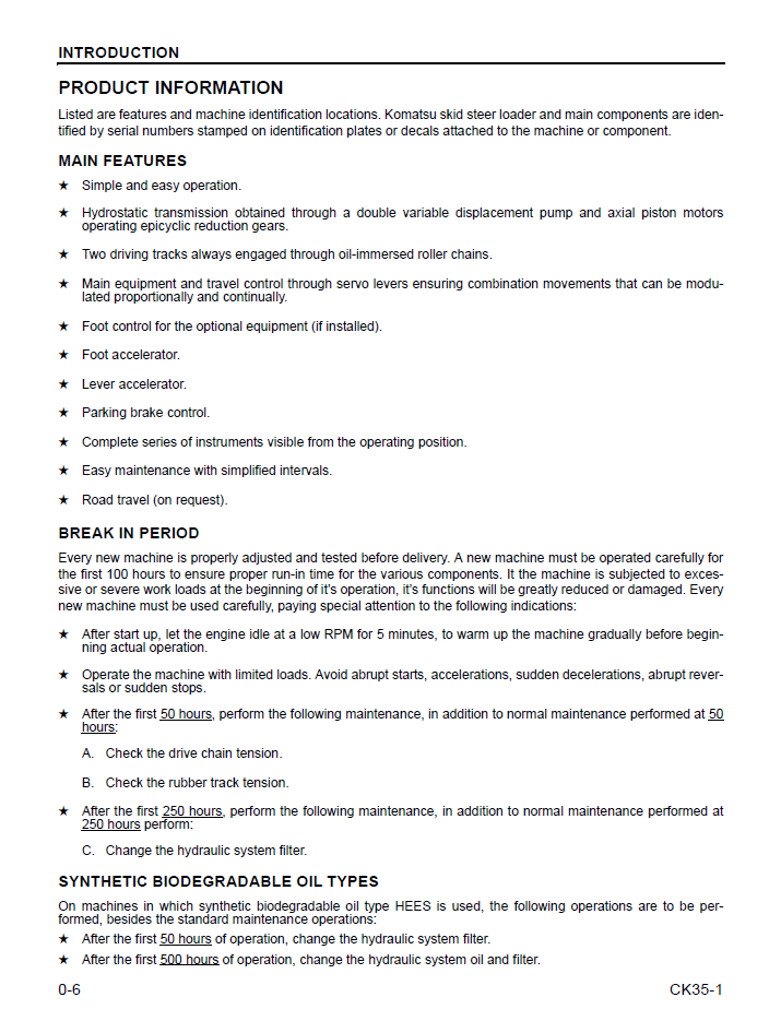 Komatsu CK35-1 Track Loader PDF Manual CEAM017300
