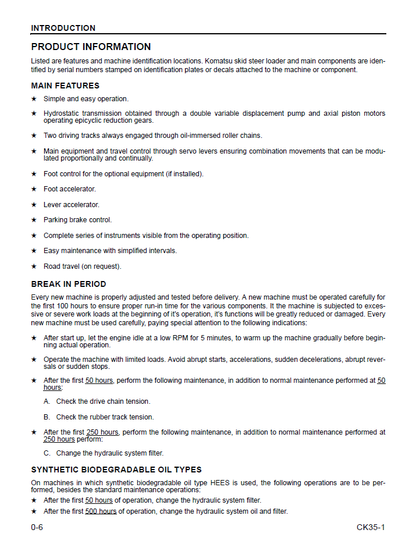Komatsu CK35-1 Track Loader PDF Manual CEAM017300