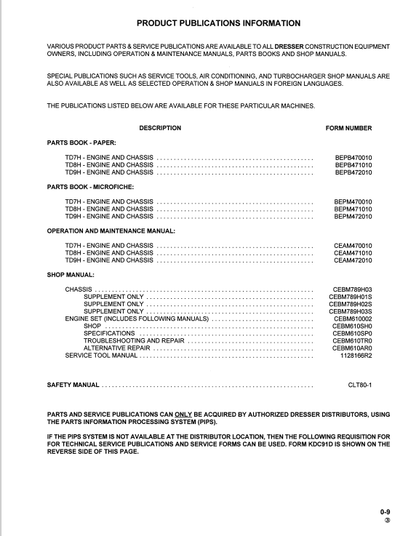 Komatsu Crawler Tractor Maintenance and Repair Manual for TD7H TD8H TD9H