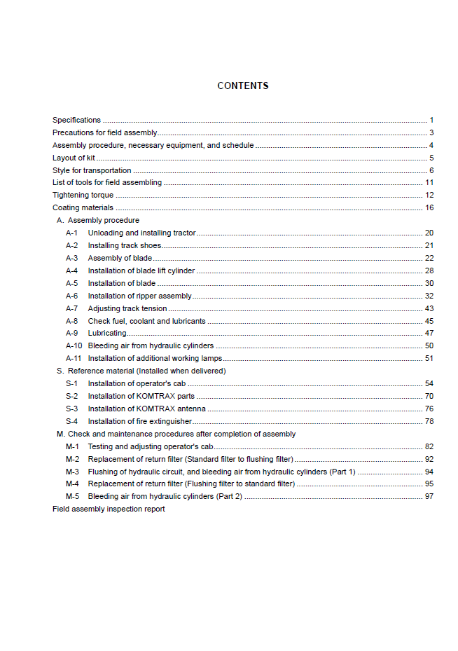 Komatsu D155A-6 Track-Type Tractor On-Site Field Assembly Guide (GEN00078-06)