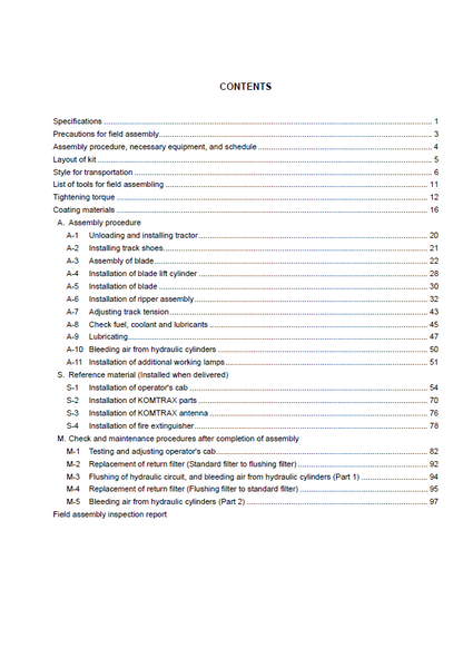 Komatsu D155A-6 Track-Type Tractor On-Site Field Assembly Guide (GEN00078-06)