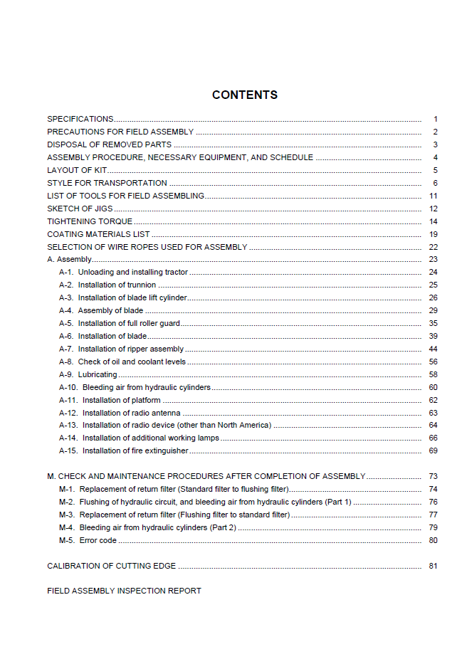 Komatsu D155AXI-8 Track-Type Tractor On-Site Field Assembly Guide (GEN00135-02)