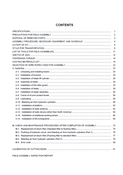 Komatsu D155AXI-8 Track-Type Tractor On-Site Field Assembly Guide (GEN00135-02)