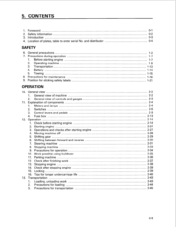 Komatsu D31P-18 Crawler Dozer Operation And Maintenance Manual S/N 40001-UP - PDF File