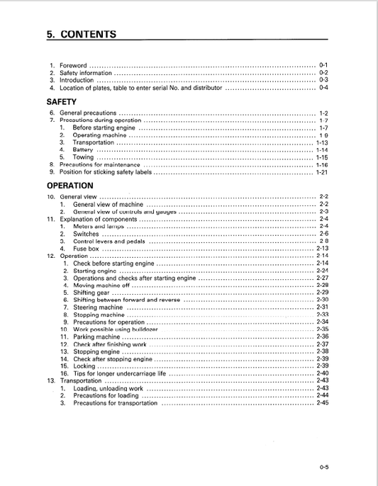Komatsu D31P-18 Crawler Dozer Operation And Maintenance Manual S/N 40001-UP - PDF File