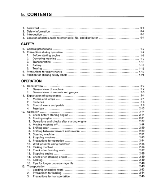 Komatsu D37P-5A Crawler Dozer Operation And Maintenance Manual SN 3001-UP SEAD01142001 - PDF File