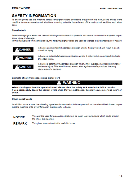 Komatsu D41E,P-6 Bulldozer Operating Instructions and Service Manual