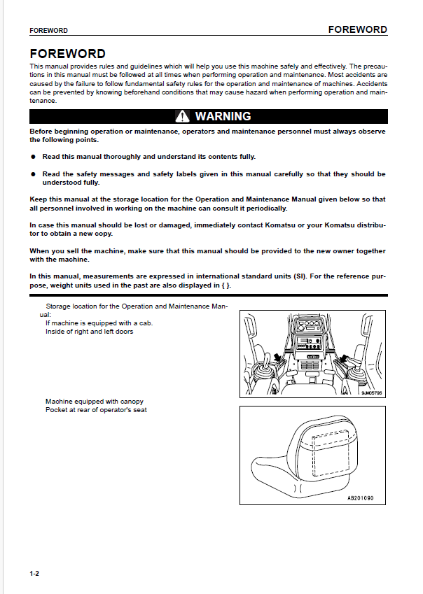 Komatsu D41E,P-6 Crawler Dozer Operator and Maintenance Guide EEAM024201