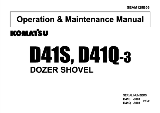 Komatsu D41S-3 Crawler Loader Operation And Maintenance Manual S/N 6001-UP - PDF File