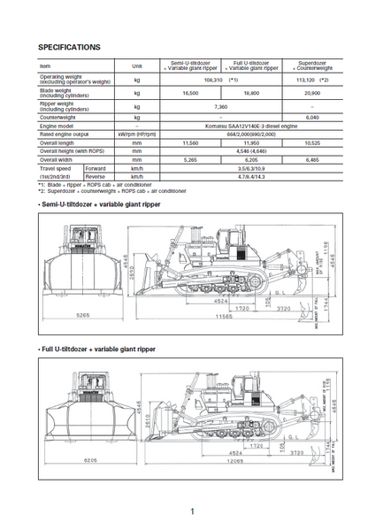 Komatsu D475A-5E0 D475ASD-5E0 Construction Equipment Technical Assembly Manual