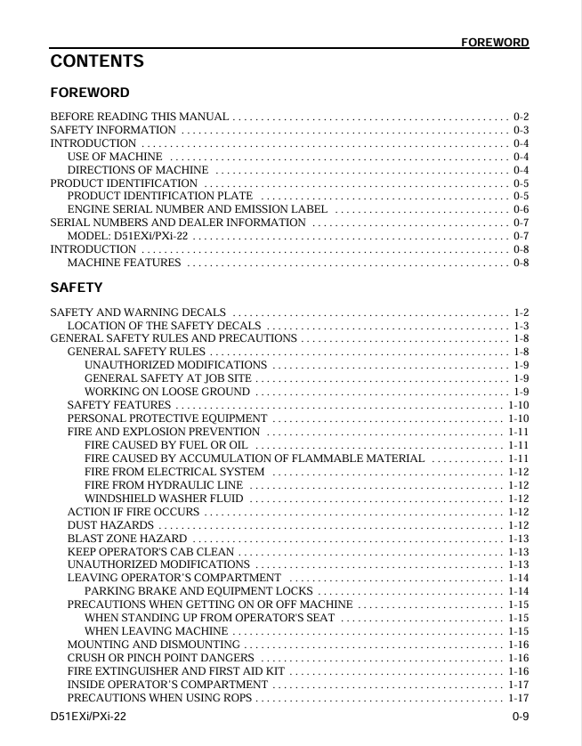 Komatsu D51EXI-22 / D51PXI-22 Crawler Dozer Operating Instructions & Maintenance Manual – KEAM019301