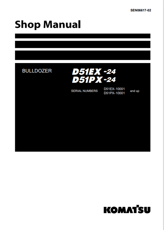Komatsu D51EX -24, D51PX-24 (JPN) Bulldozer Sn 10001-Up Shop Manual - PDF File