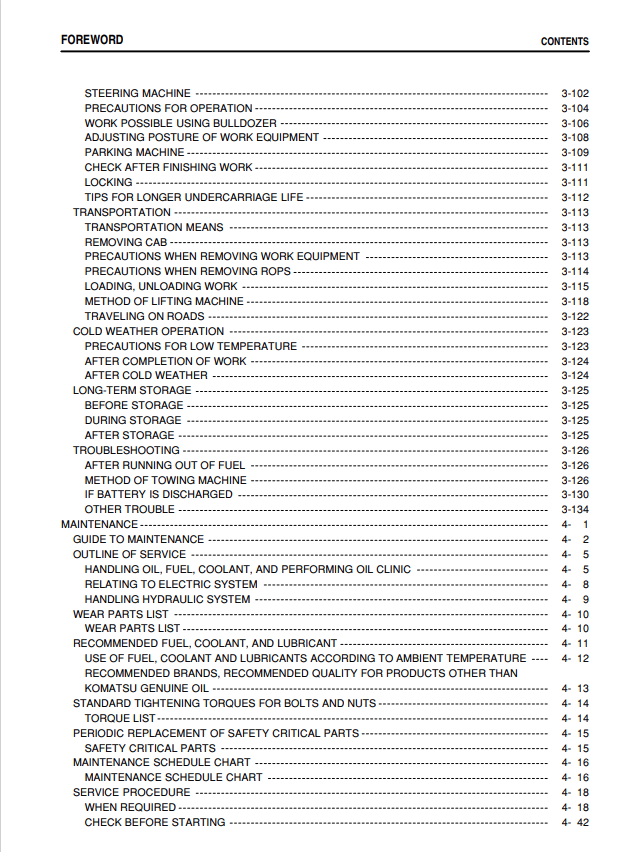 Komatsu D65A-8 Crawler Dozer Operation And Maintenance Manual S/N 45001-UP - PDF File