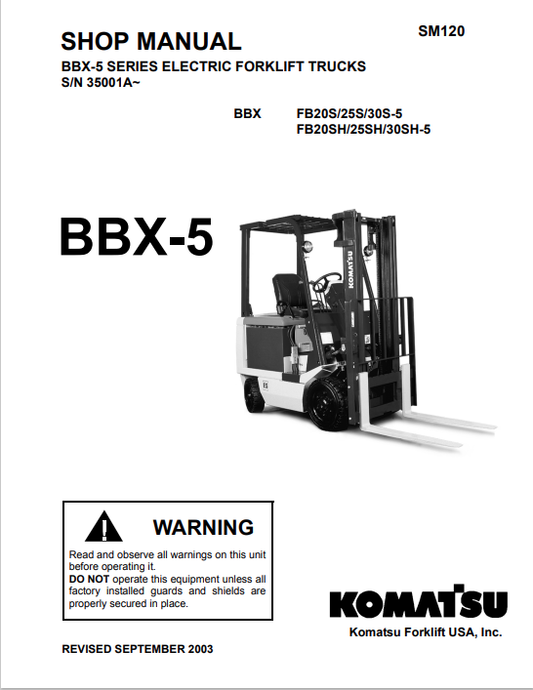 Komatsu Forklift FB20, 25, 30S(H)(G)-5 (BBX) Shop Manual 35001A - PDF File